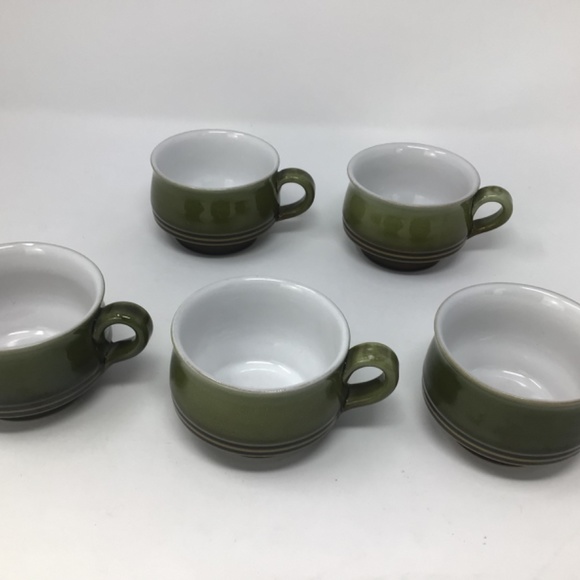 Denby Painter’s Pallet Green (retired) Stoneware coffee/tea mugs x5 - Picture 8 of 9